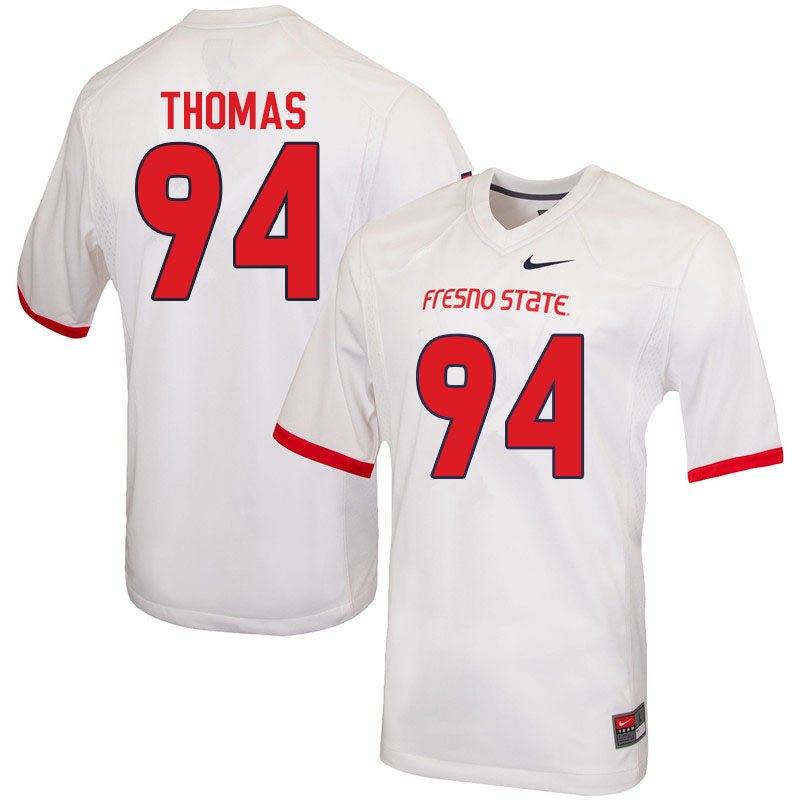 Men #94 Nikko Thomas Fresno State Bulldogs College Football Jerseys Sale-White